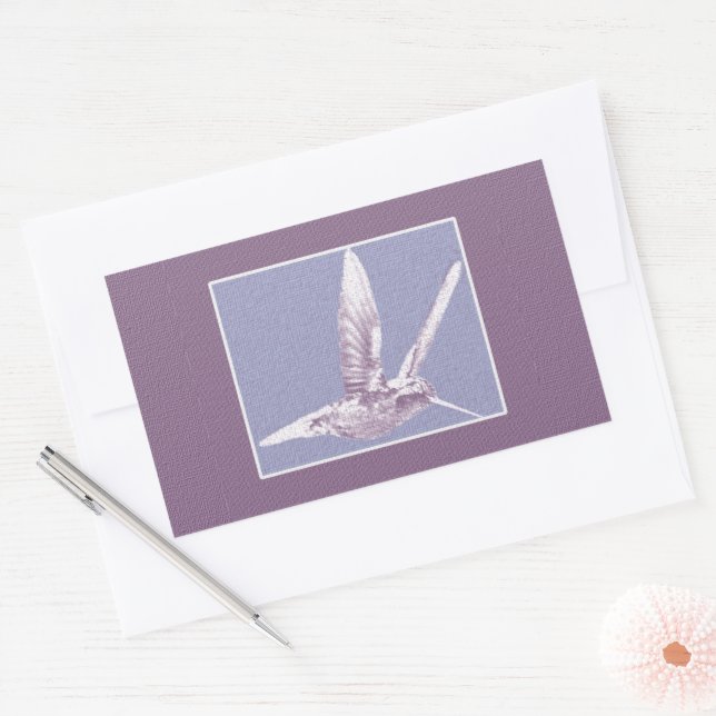 Violet Hummingbird Rectangular Sticker (Envelope)