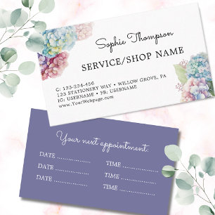 Violet hydrangeas appointment card