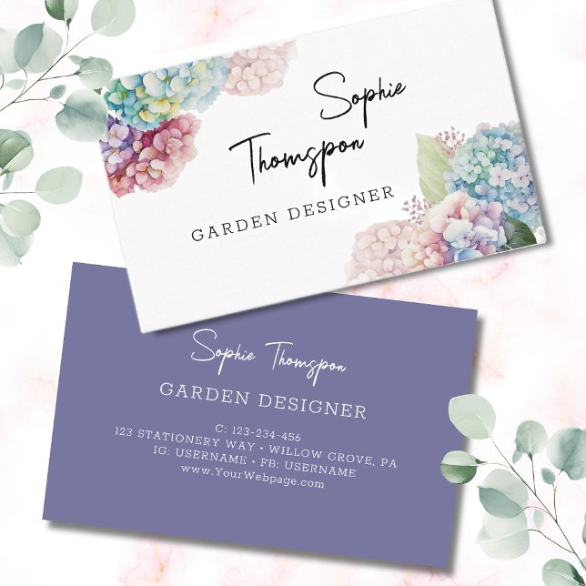 Violet hydrangeas business card (Creator Uploaded)