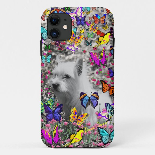 Violet in Butterflies – White Westie Dog Case-Mate iPhone Case (Back)