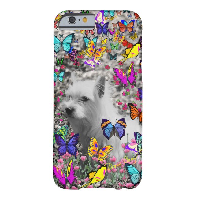 Violet in Butterflies – White Westie Dog Case-Mate iPhone Case (Back)