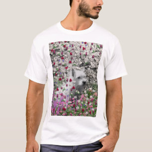 Violet in Flowers – White Westie Dog T-Shirt