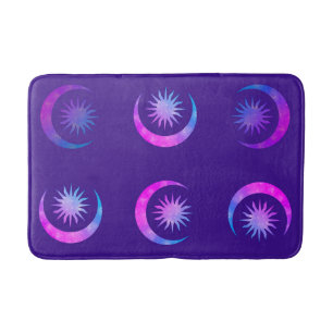 Violet Indigo Purple Moon & Sun Zen Bedroom Bath Mat