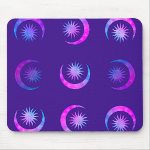 Violet Indigo Purple Moon & Sun Zen Mouse Mat
