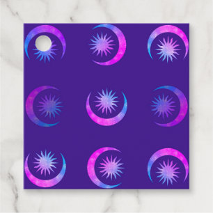 Violet Indigo Purple Moon & Sun Zen Party Package Favour Tags