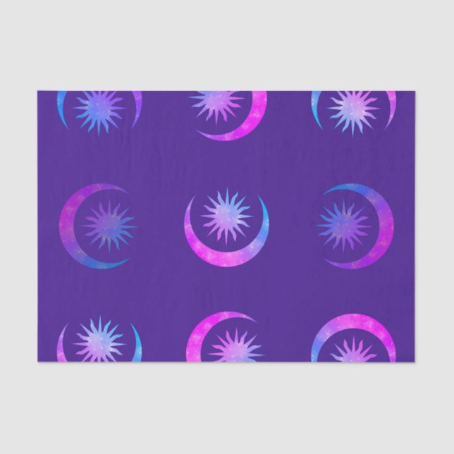 Violet Indigo Purple Moon & Sun Zen Party Package Tissue Paper (Front)