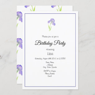 Violet Iris and Iris Pattern Invitation