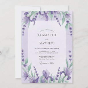 Violet Iris Eucalyptus Wedding Invitation