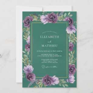 Violet Jade Leaf Wedding Invitation