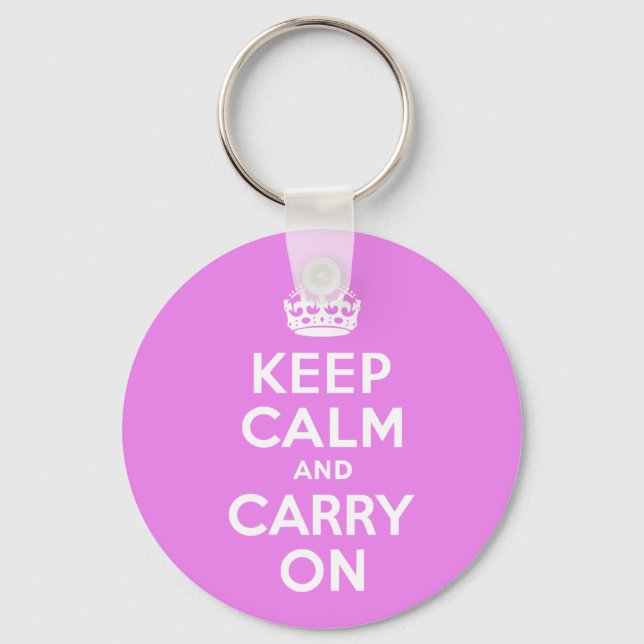 Violet Keep Calm and Carry On Key Ring (Front)