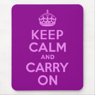 Violet Keep Calm and Carry On Mouse Mat
