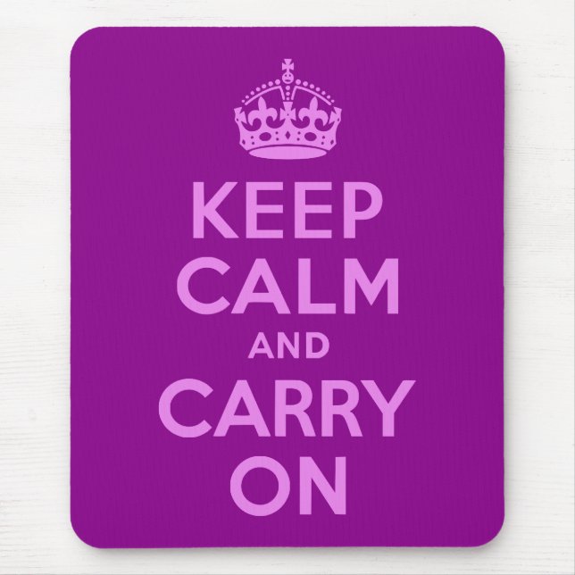 Violet Keep Calm and Carry On Mouse Mat (Front)