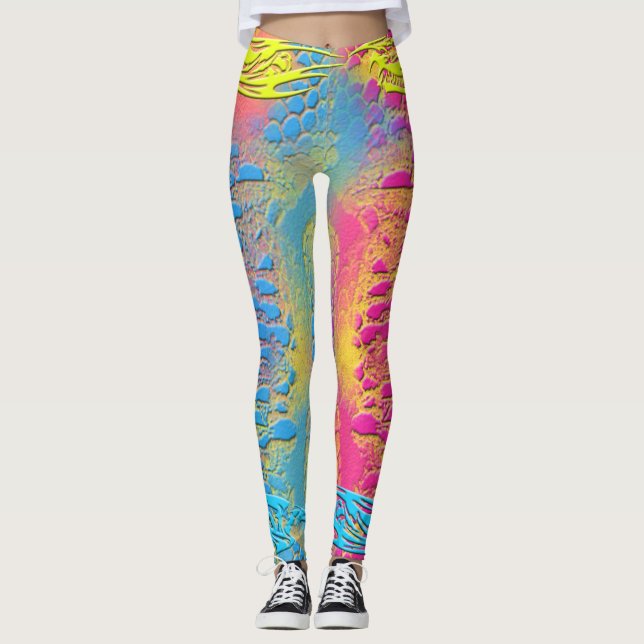 VIOLET LACE -  Digital - Fractal Art - Leggings (Front)