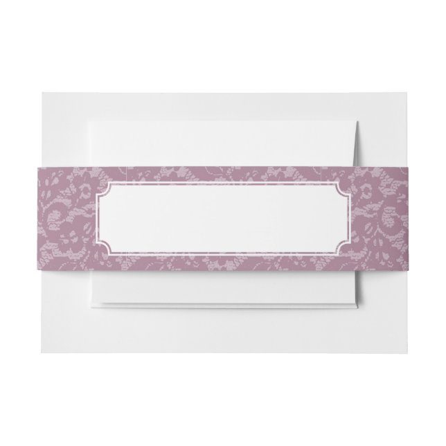 Violet lace invitation belly band (Front Example)