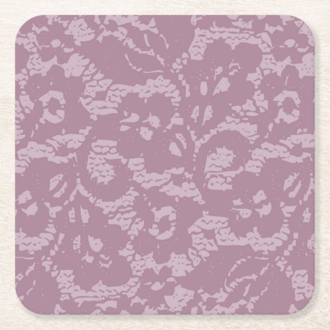 Violet lace square paper coaster (Front)
