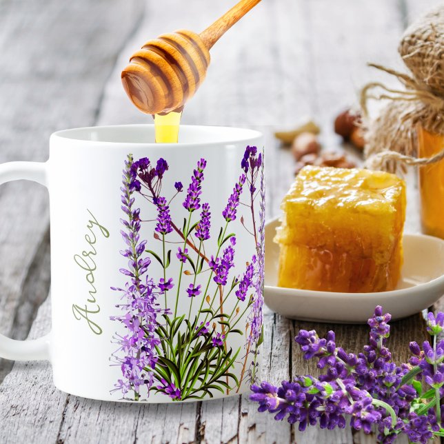 Violet Lavender Blooms Inspirational Flowers Quote Coffee Mug (Creator Uploaded)