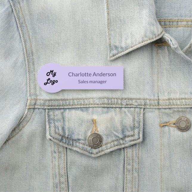 Violet lavender business logo employee name tag (In Situ)