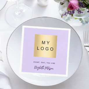 Violet lavender cafe bar business logo signature napkin