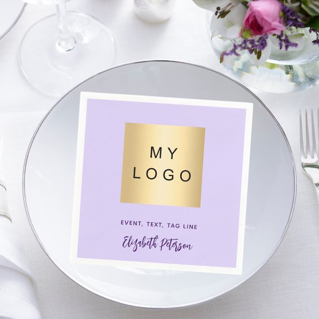 Violet lavender cafe bar business logo signature napkin (Creator Uploaded)