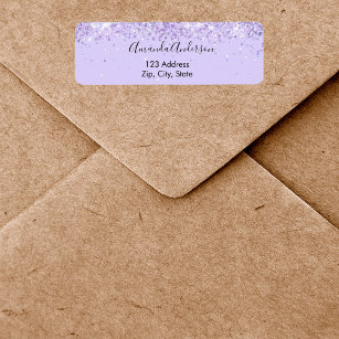 Violet lavender confetti elegant return address