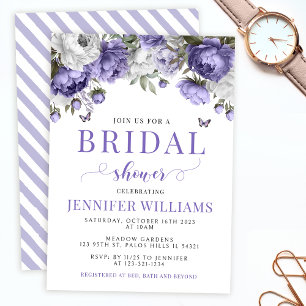 Violet lavender floral bridal shower Invitation