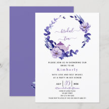 Violet & Lavender Floral Bridal Tea Invitation