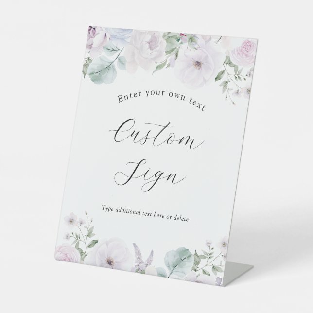 Violet Lavender Floral Custom Text Sign (Front)