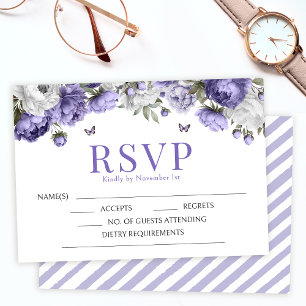 Violet lavender floral wedding RSVP enclosure card