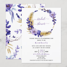 Violet Lavender & Gold Floral Bridal Shower