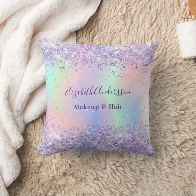 Violet lavender holographic name business cushion (Blanket)