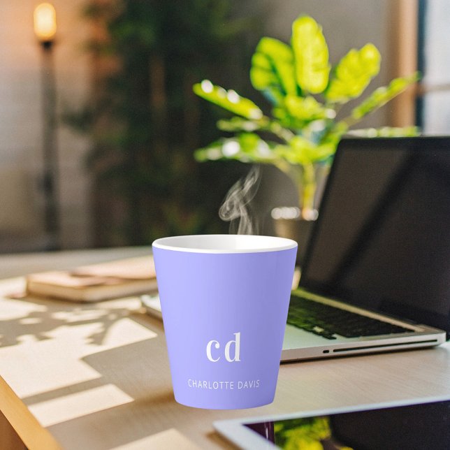 Violet lavender monogram initials name latte mug (Creator Uploaded)