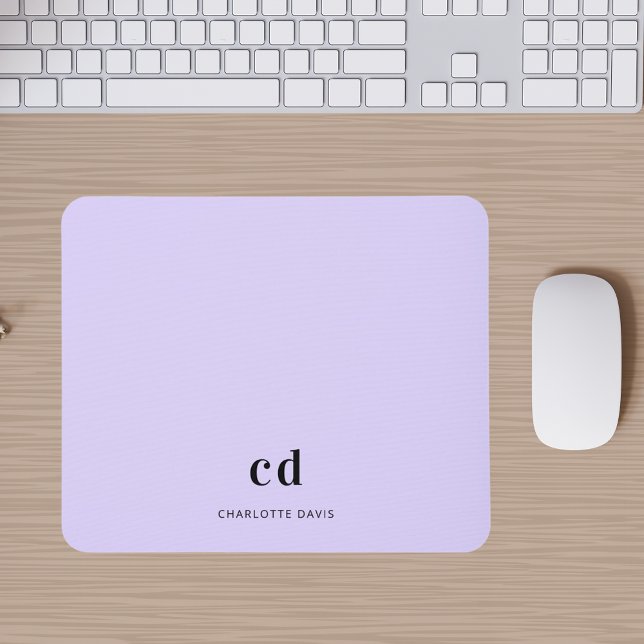 Violet lavender monogram initials name  mouse mat (Creator Uploaded)