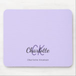 Violet lavender monogram initials name mouse mat<br><div class="desc">A chic violet,  lavender coloured background. Personalise and add your first name,  monogram initials,  letters and full name.</div>