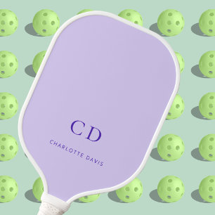 Violet lavender monogram initials name pickleball paddle