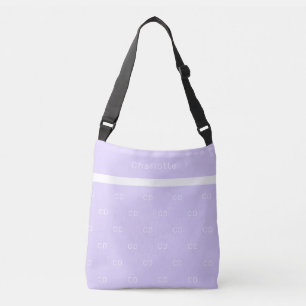 Violet lavender monogram initials pattern name crossbody bag
