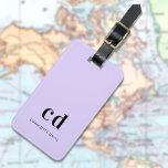 Violet lavender monogram name minimalist luggage tag<br><div class="desc">A violet,  lavender coloured background. Personalise and add your monogram initials and full name.  Black coloured letters.</div>