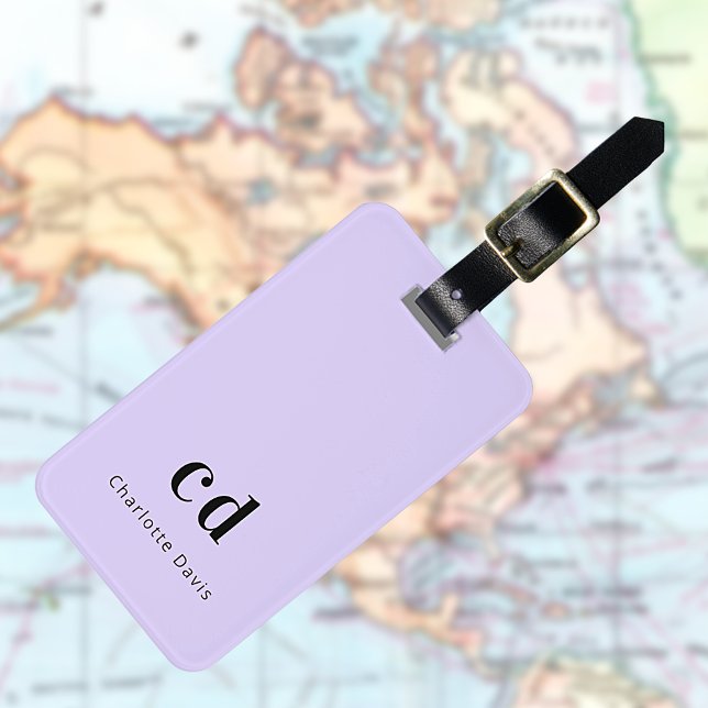 Violet lavender name elegant modern initials luggage tag (Creator Uploaded)
