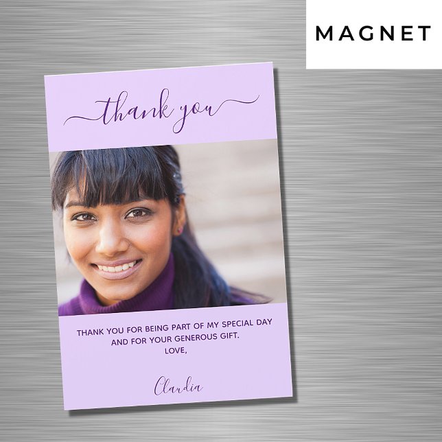 Violet lavender photo script thank you magnet (Creator Uploaded)