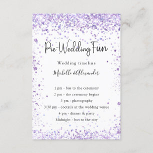 Violet lavender pre wedding program enclosure card