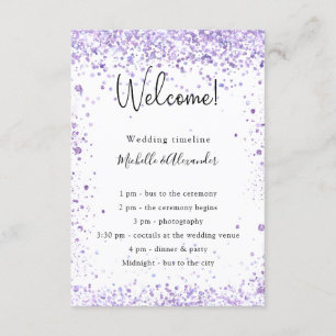 Violet lavender wedding program details enclosure card