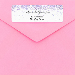Violet lavender white confetti return address