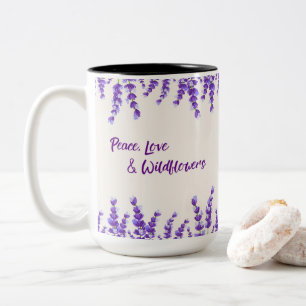 Violet Lavender Wildflowers Two-Tone Coffee Mug