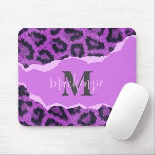 Violet Leopard Print Mouse Mat
