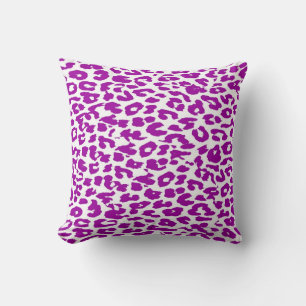 Violet Leopard Print Stripe Pattern Cushion