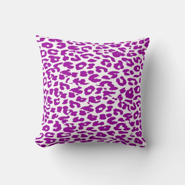 Violet Leopard Print Stripe Pattern Cushion (Front)