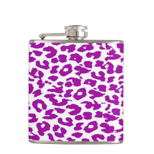 Violet Leopard Skin Pattern Hip Flask