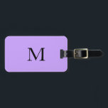Violet Light Purple Monogram Initial Name Gift Luggage Tag<br><div class="desc">Monogrammed initial and also personal details like name,  address,  phone number and email all of which you can edit. Designed with attractive purple colour background! You may change colours as you wish.</div>