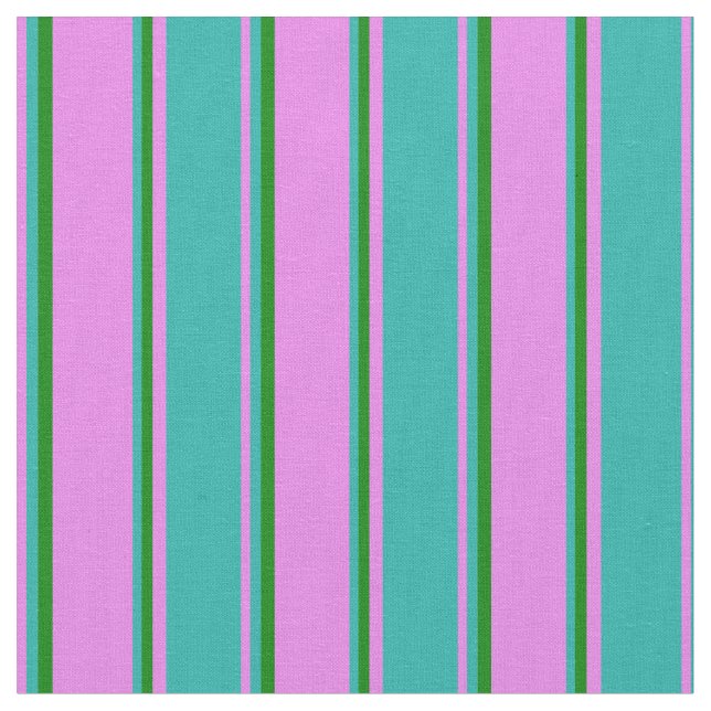 Violet, Light Sea Green & Green Coloured Pattern Fabric (Close Up)