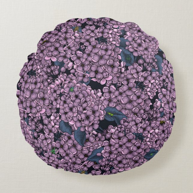 Violet Lilac garden Round Cushion (Front)