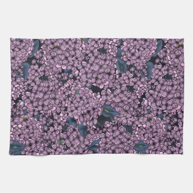 Violet Lilac garden Tea Towel (Horizontal)